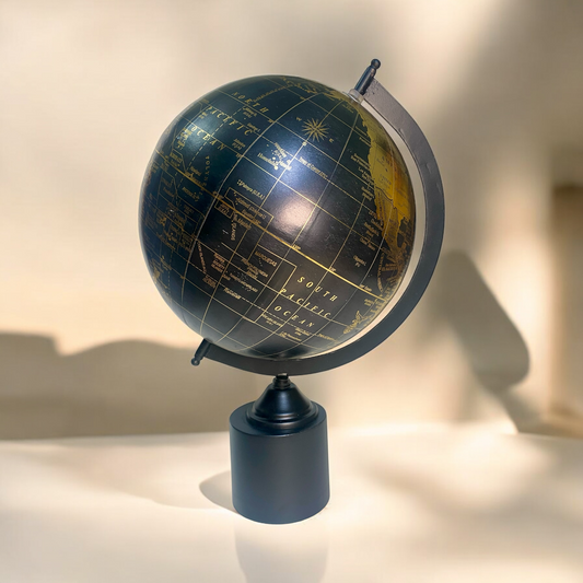 Metal Iron World Globe Desktop Earth Globes Decor Ornament with Nonslip Base