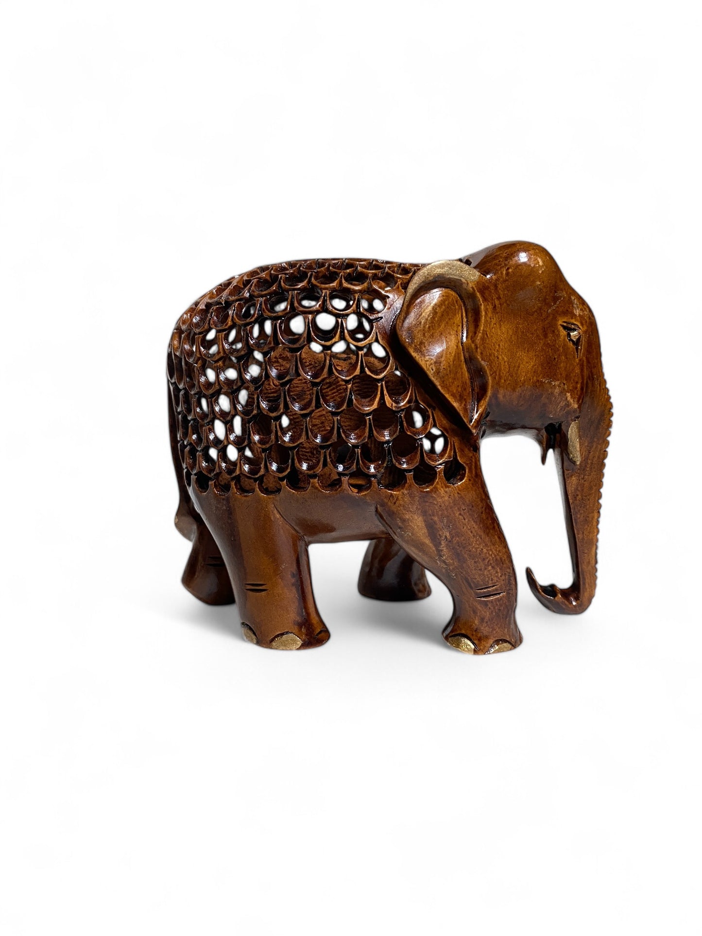 Craft Wooden Elephant Undercut with Carved Big size