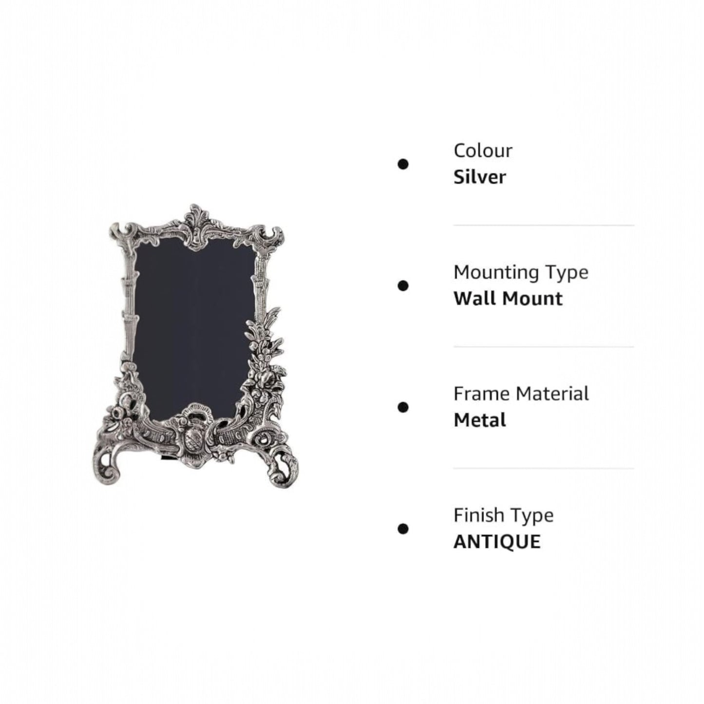 •	Handicraft White Metal Photo Frame Antique Silver