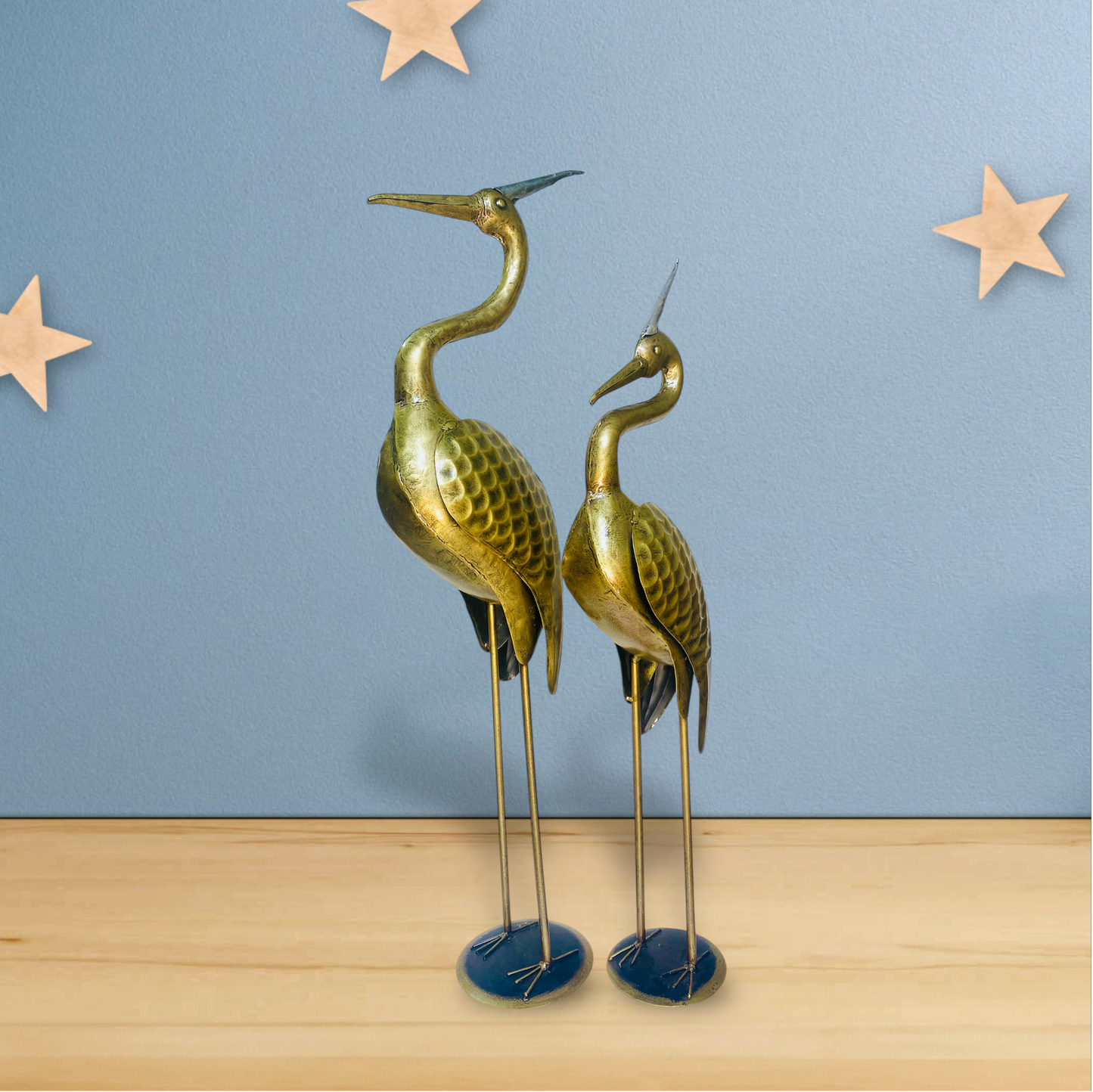 Metal Swan Pair Saras Flamingo Showpiece Brass Finish Statue