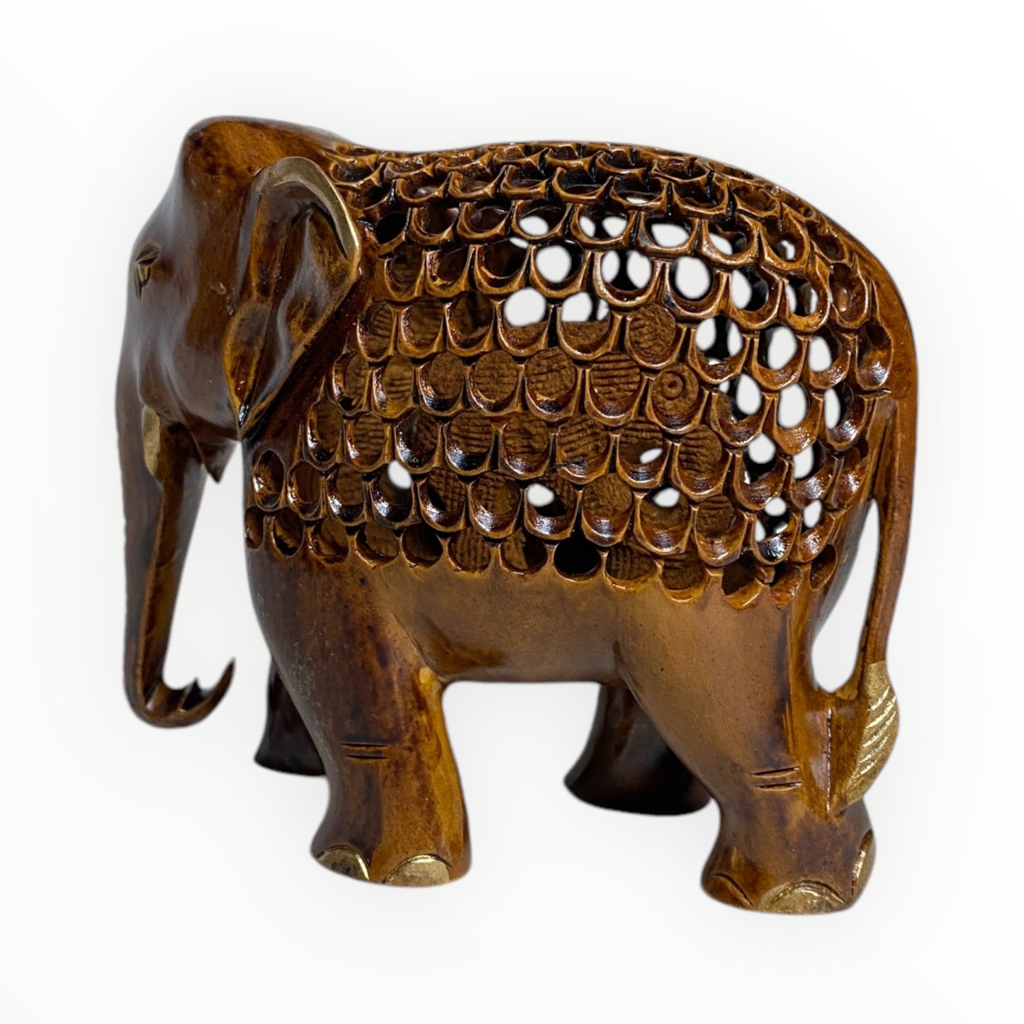 Craft Wooden Elephant Undercut with Carved Big size