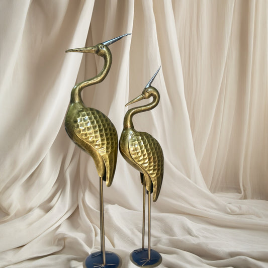 Metal Swan Pair Saras Flamingo Showpiece Brass Finish Statue