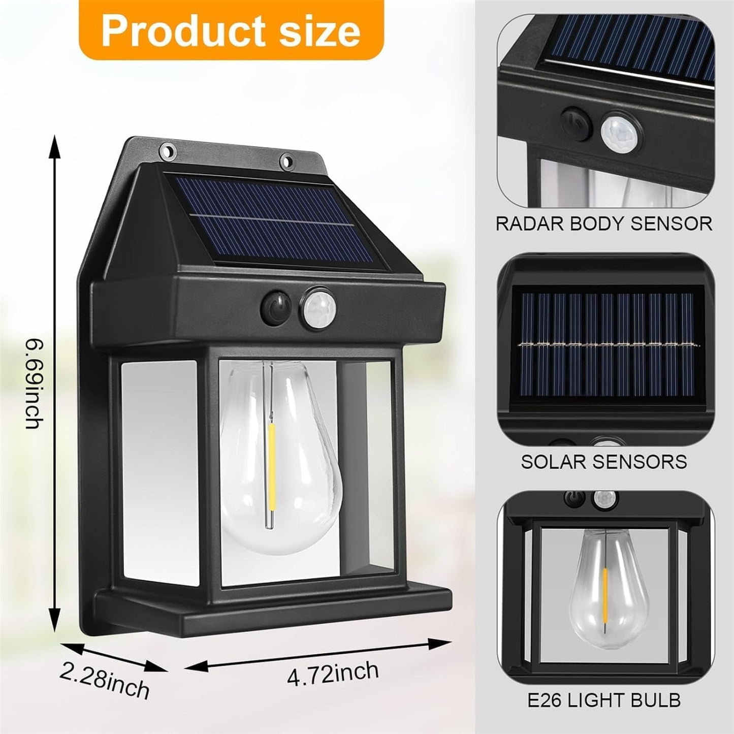 Tungsten Bulb led Solar Outdoor wall