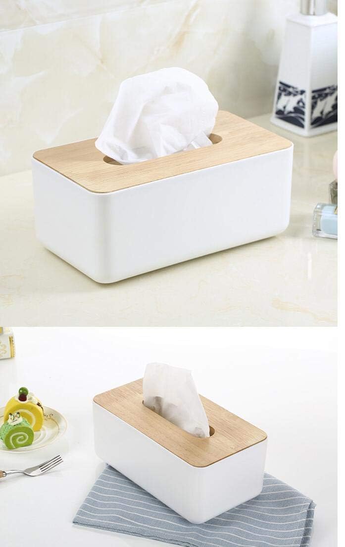 Square Shape Wooden Cover Plastic Tissue Box Holder