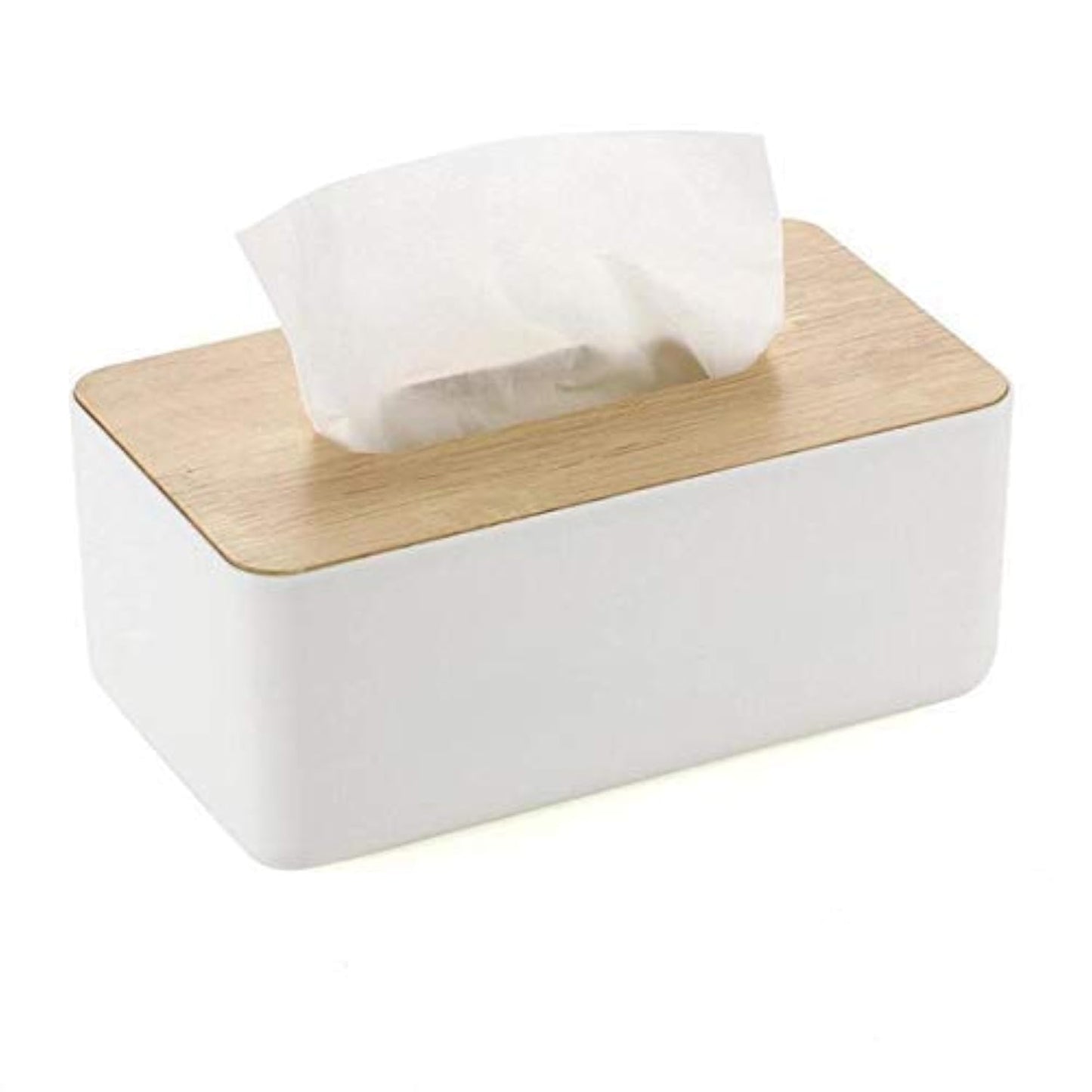 Square Shape Wooden Cover Plastic Tissue Box Holder