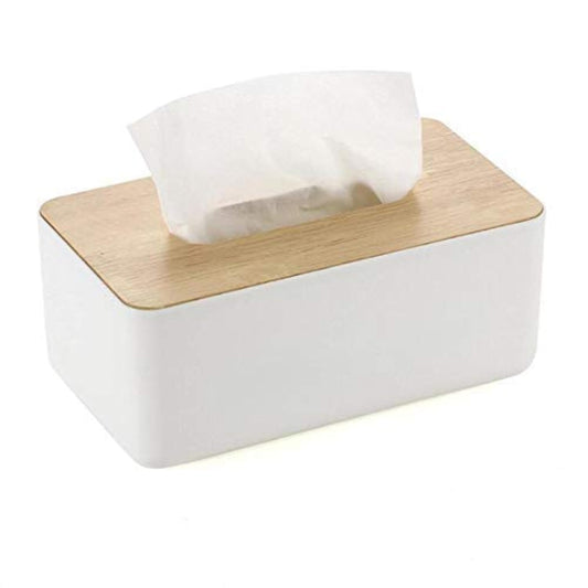 Square Shape Wooden Cover Plastic Tissue Box Holder